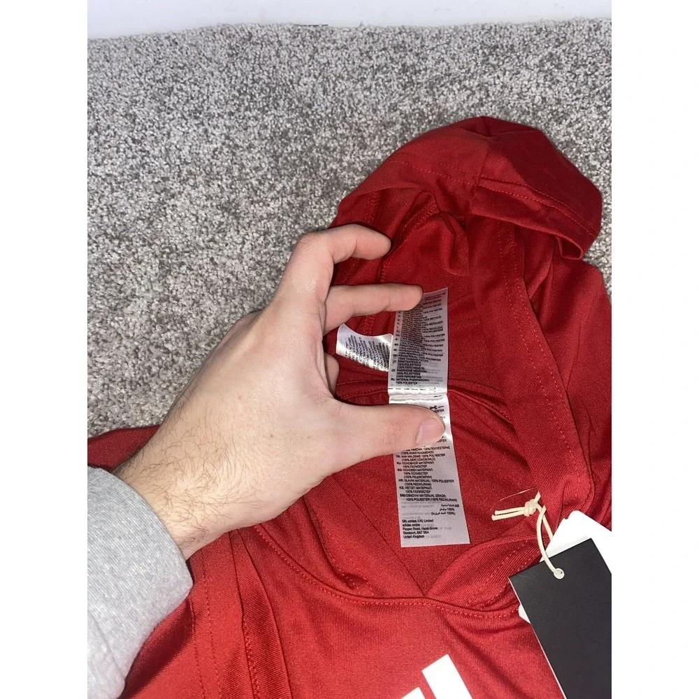 Adidas Aero Ready Short Sleeve Hoodie Pullover Mens LT (LT2) Red Performance Gym